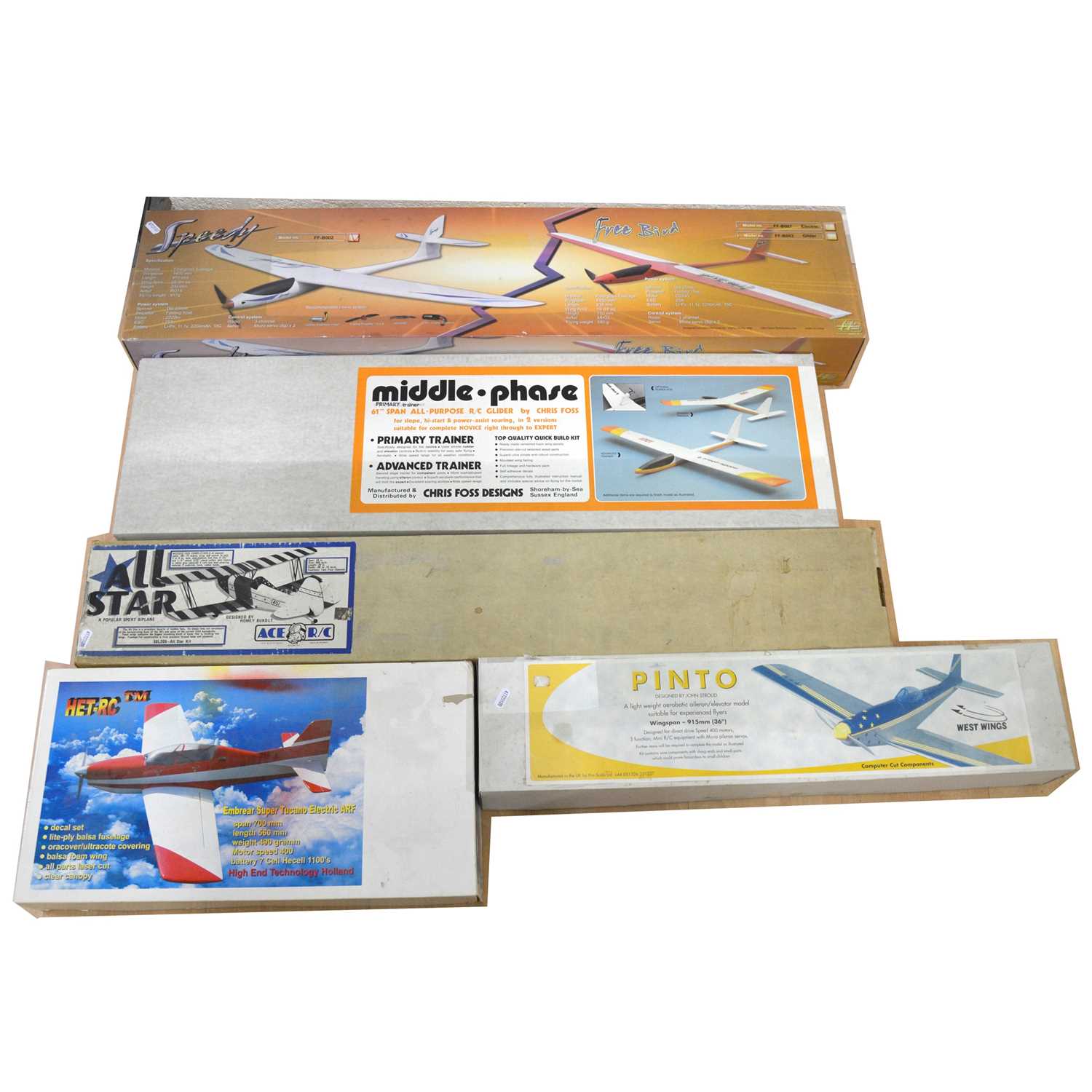 Lot 310 - Five aero model kits, boxed