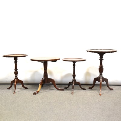 Lot 333 - Three reproduction pedestal tables, and an oak side table