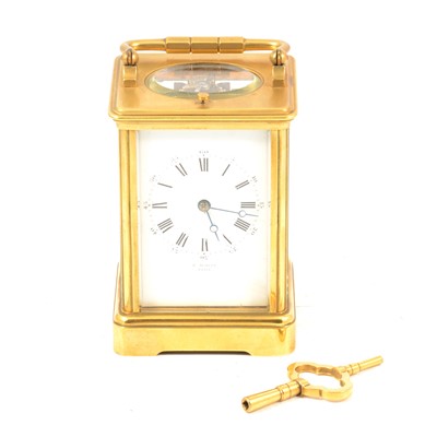 Lot 155 - Brass cased carriage clock, signed E White