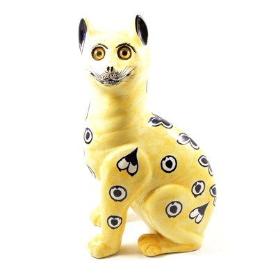 Lot 87 - Wemyss pottery cat, yellow ground, retailed by...