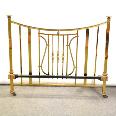 Lot 396 - Victorian brass box-section double bedstead