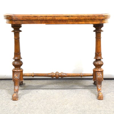 Lot 383 - Victorian figured walnut card table