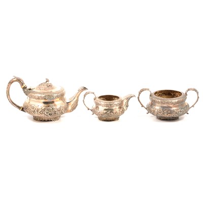 Lot 238 - George IV three piece silver teaset