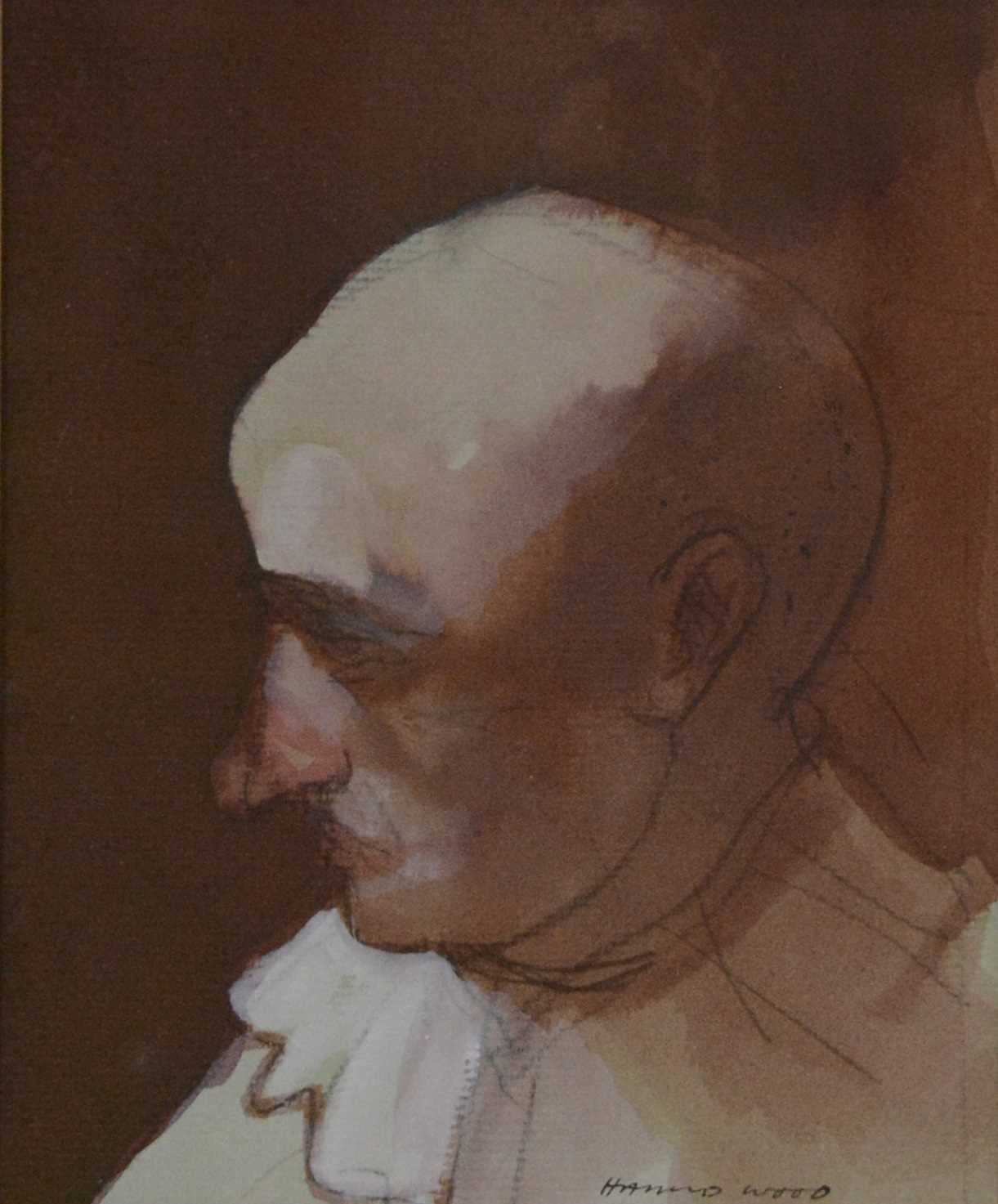 Lot 259 - Harold Wood, Study of a bald clown