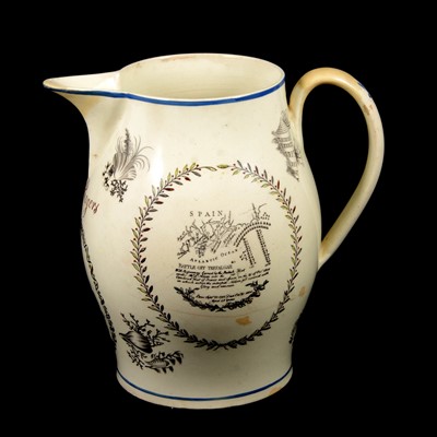 Lot 79 - Large English creamware admiral Lord Nesleon commemorative jug