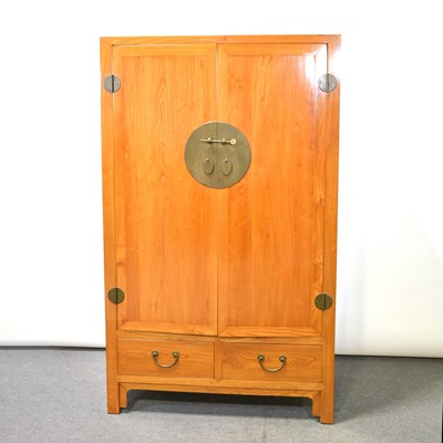 Lot 350 - Modern Chinese hardwood wardrobe