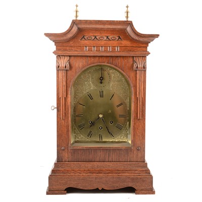 Lot 120 - Early 20th century German oak cased mantel clock, Gustav Becker movement