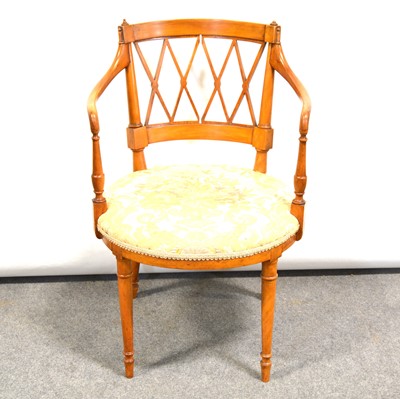 Lot 464 - Victorian satinwood elbow chair and a stool