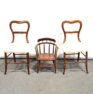 Lot 456 - Pair of Victorian mahogany hoop-back bedroom chairs and a child's chair