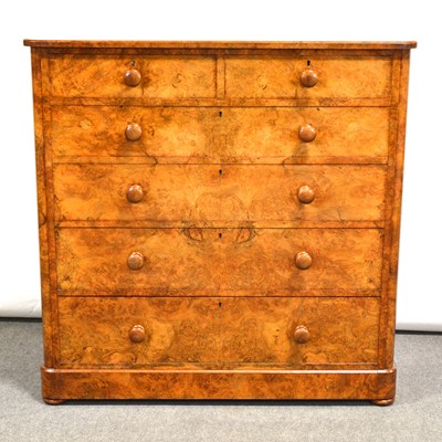 Lot 471 - Victorian figured walnut chest of drawers