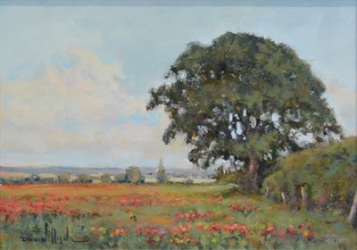 Lot 235 - David Hyde, Landscape with poppy field