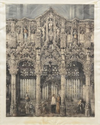 Lot 346 - Stanley Eades, St Pauls Cathedral, and another large etching by another hand