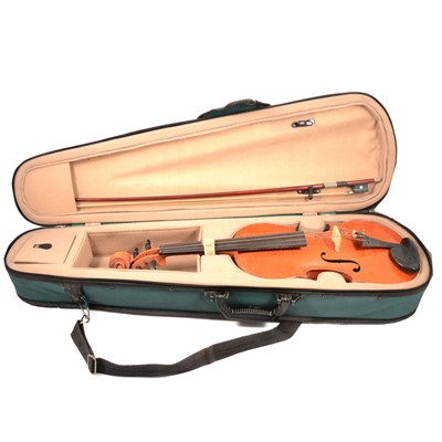 Lot 174 - Boosey & Hawkes violin and bow, in softshell case