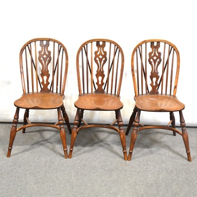 Lot 396 - Set of six Victorian elm and yew Windsor chairs