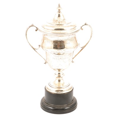 Lot 228A - Dick Saunders horse racing interest; Silver trophy cup