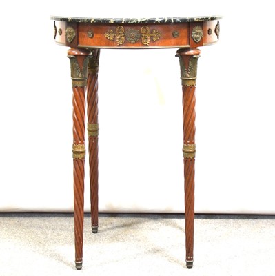 Lot 446 - Continental walnut occasional table, marble top