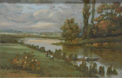 Lot 339 - D Wilson, River landscape and companion work