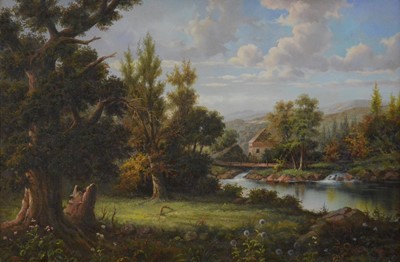 Lot 338 - David Ronald, Landscape with a watermill