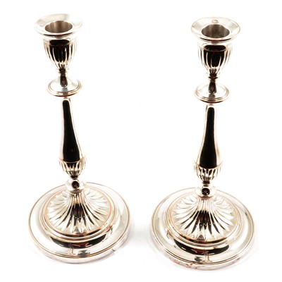 Lot 149 - Pair of Old Sheffield Plate candlesticks