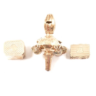 Lot 270 - Victorian silver vinaigrette, pill box and rattle