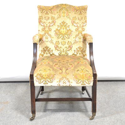 Lot 396 - George III style mahogany library chair