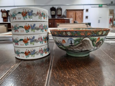 Lot 49 - Canton bowl and a four-heights storage jar