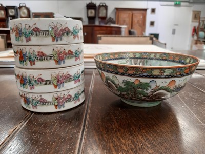 Lot 49 - Canton bowl and a four-heights storage jar