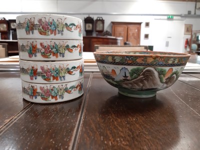 Lot 49 - Canton bowl and a four-heights storage jar