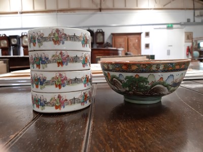 Lot 49 - Canton bowl and a four-heights storage jar
