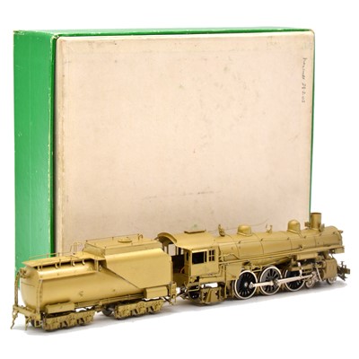 Lot 64 - Overland Models HO gauge steam locomotive and tender, brass model, boxed.