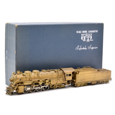 Lot 105 - United Scale Models HO gauge steam locomotive and tender, brass model, boxed