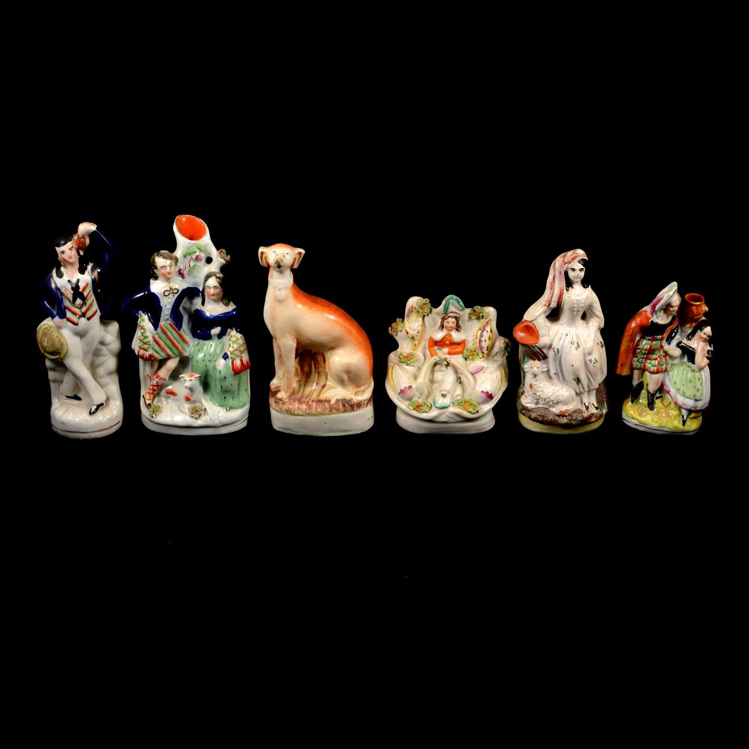 Lot 17 - Victorian Staffordshire pottery flat back figure, Tom King and thirteen others