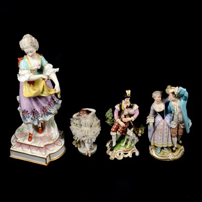 Lot 6 - Meissen porcelain group and three others