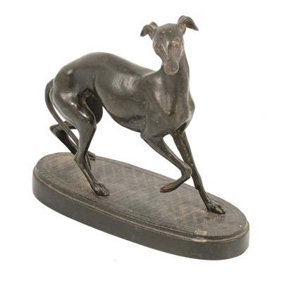 Lot 147 - After Mene, a patinated spelter model of a whippet