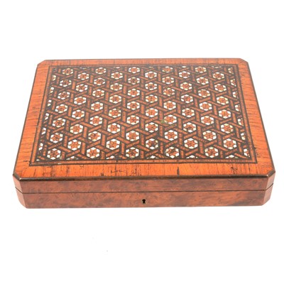 Lot 160 - Victorian rosewood and mother of pearl inlaid gaming box