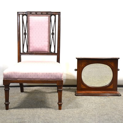 Lot 514 - Victorian rosewood nursing chair and a hall mirror