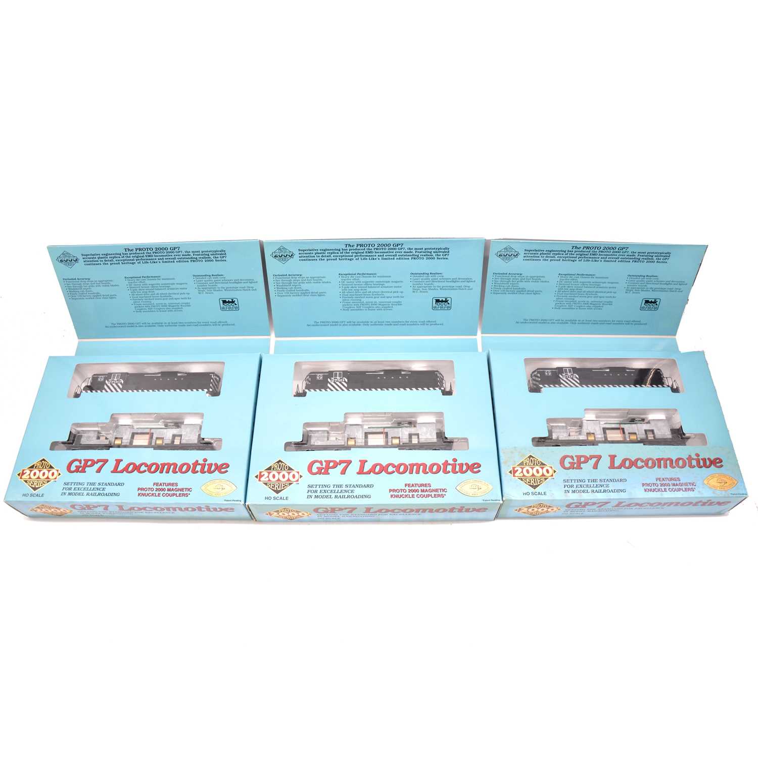 Lot 59 - Three Proto 2000 HO gauge GP7 locomotives, boxed