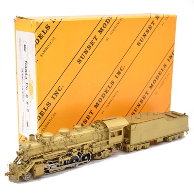 Lot 71 - Sunset models HO gauge steam locomotive and tender, brass model, boxed