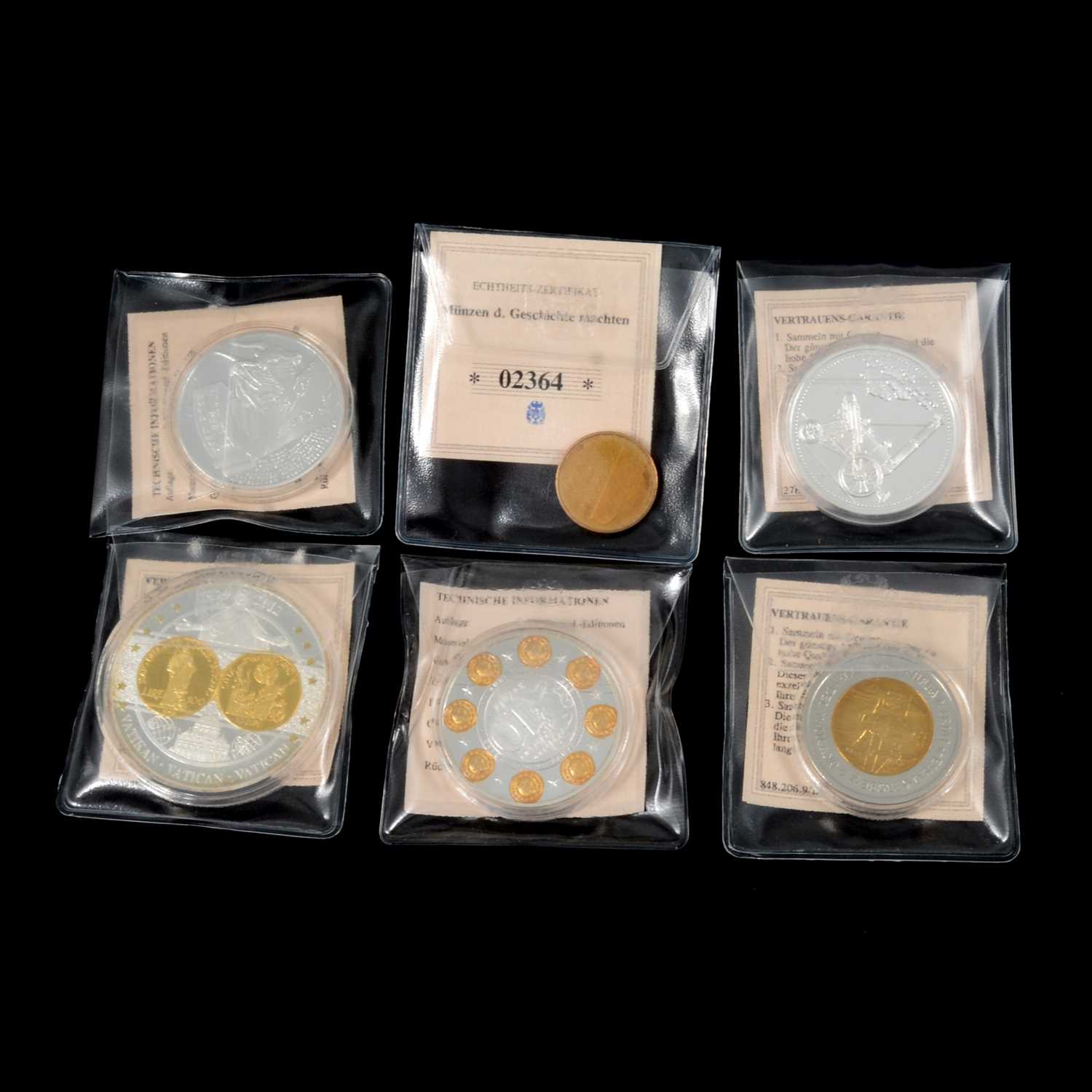 Lot 177 - Collection of gold-plated and silver-plated European commemorative proof coins.