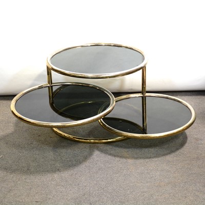 Lot 548 - Gilt metal and glass metamorphic occasional  table, after a design by Milo Baughman