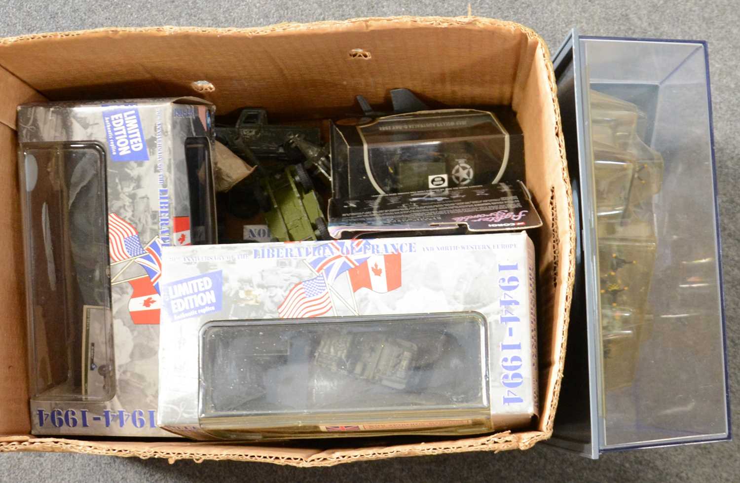 Lot 120 - Military die-cast models and vehicles, one box.