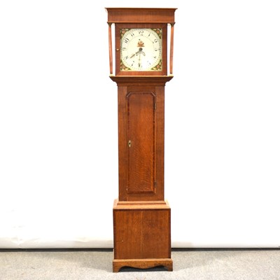 Lot 411 - Oak and mahogany longcase clock