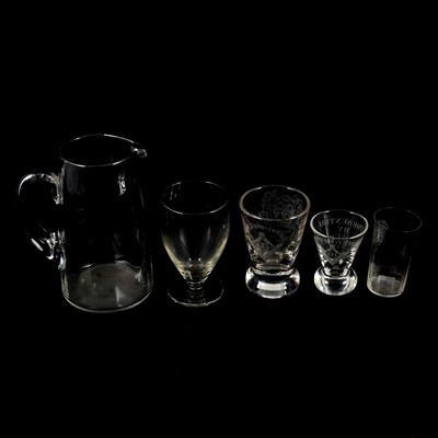 Lot 107 - Masonic interest - Victorian and later glasses and water jug.