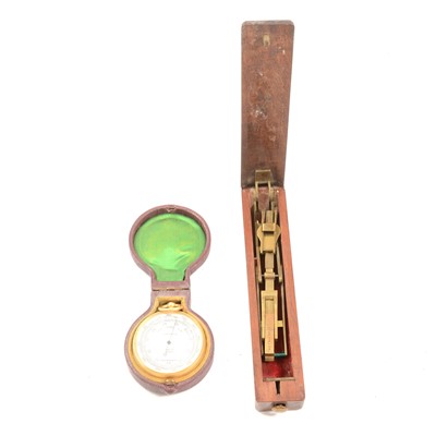 Lot 196 - Pocket barometer, cased and a set of folding scales