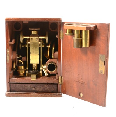 Lot 156 - Victorian brass monocular microscope, by M Pillischer, London