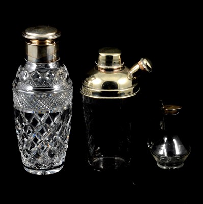 Lot 263 - Silver mounted cocktail shaker, another and a whisky noggin