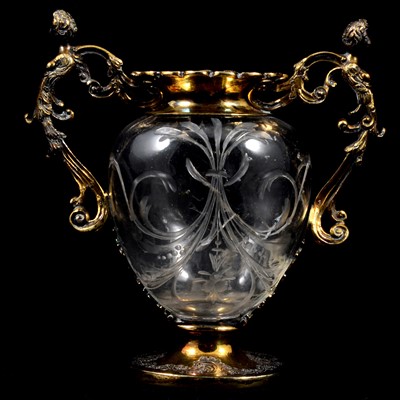 Lot 224 - Victorian silver gilt and rock crystal vase