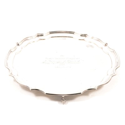 Lot 266 - Presentation silver salver, Pinder Brothers, Sheffield 1969.