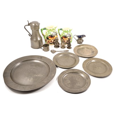 Lot 172 - Antique pewter charger, etc.