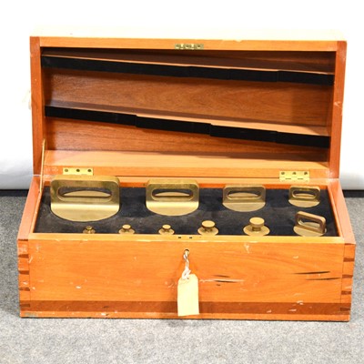 Lot 205 - Set of brass metric weights, 20kg and smaller